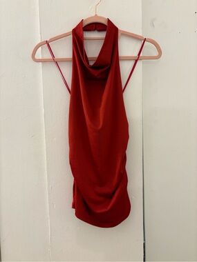 Women's Red Cowl Neck Halter Top